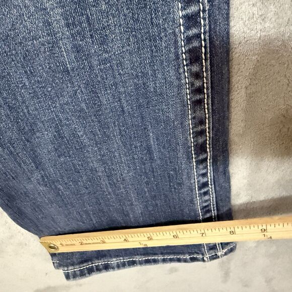 Miss Me Jeans Size 30 Easy Boot Embellished  Pocket Rhinestones 30x32 Distressed - Picture 7 of 10